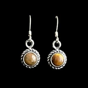 Vintage sterling silver Tigers Eye dangle earrings